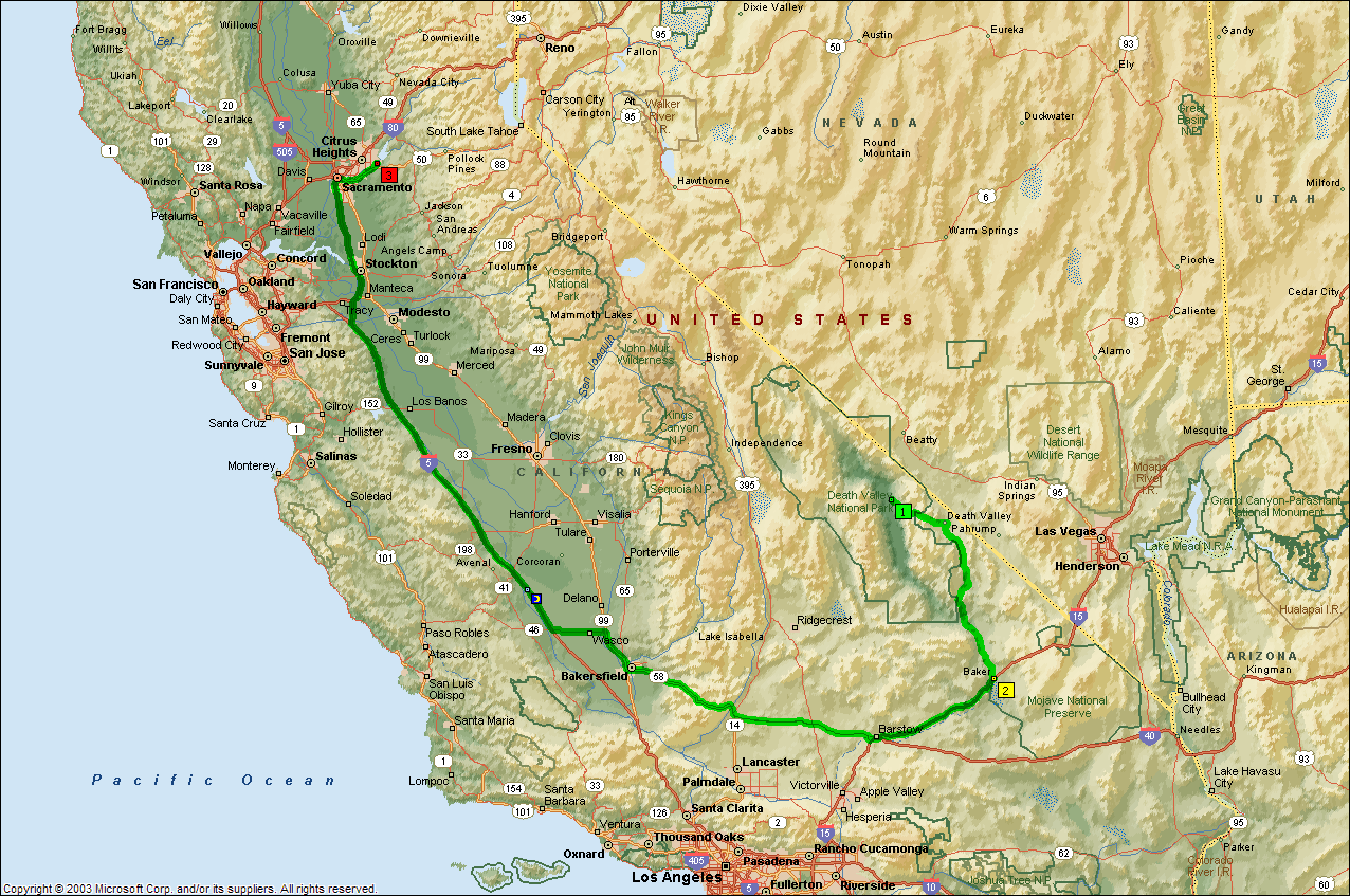 DV to Folsom via I-5 (Topo)