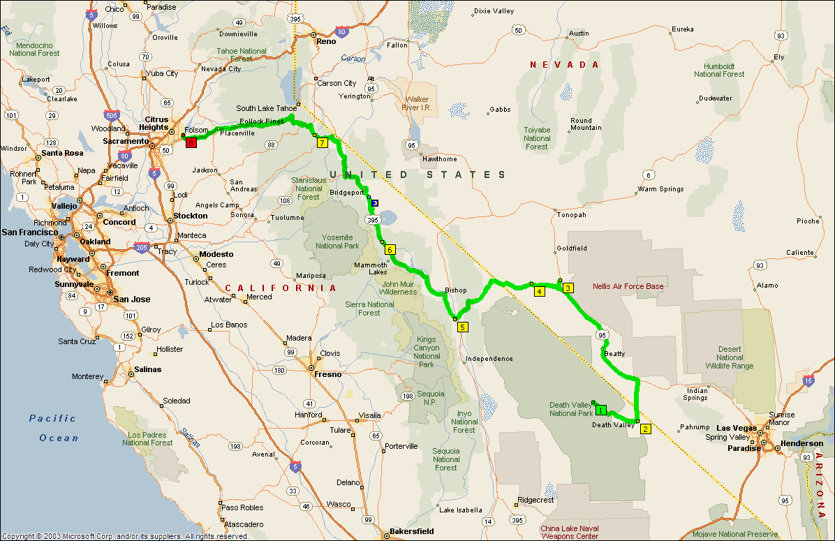 DV to Folsom via Mountains (Roads)